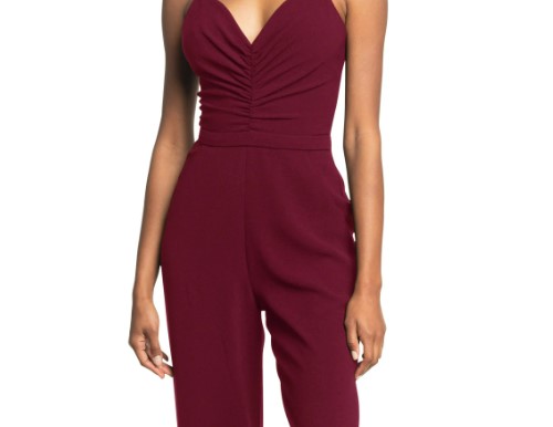Maroon Plazo Lace Neck Jumpsuit